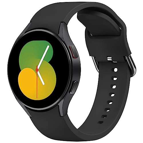 Wanme Armband für Samsung Galaxy Watch 5 40mm Armband/Samsung Galaxy Watch 5 44mm Armband, Silikon Ersatzarmband für Samsung Galaxy Watch 5 pro 45mm für Damen und Herren (Schwarz) von Wanme