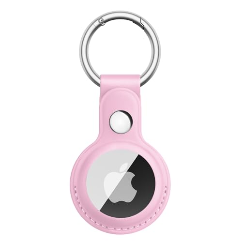 Wanme Hülle für Apple AirTag Anhänger mit Schlüsselanhänger, AirTags PU Leder Tragbar Keyring Abdeckung, Schutzhülle für Apple AirTag Case Tracker (Rosa) von Wanme