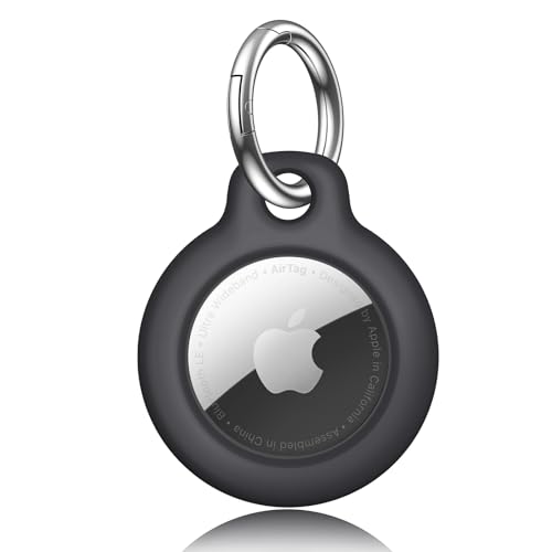 Wanme Hülle für Apple AirTag Anhänger mit Schlüsselanhänger, AirTag Anhänger mit Kratzschutz, AirTags Tragbar Keyring Abdeckung, Schutzhülle für Apple AirTag Case Tracker (Schwarz) von Wanme