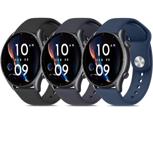 Wanme für Amazfit GTR 3 Armband/GTR 3 Pro 46mm / GTR 4 / GTR 2/ GTR 2e / GTR 47mm für Herren Damen, 22mm Silikon Armbänder Wasserdichtes Sport Ersatzarmband für Amazfit Balance 46mm von Wanme