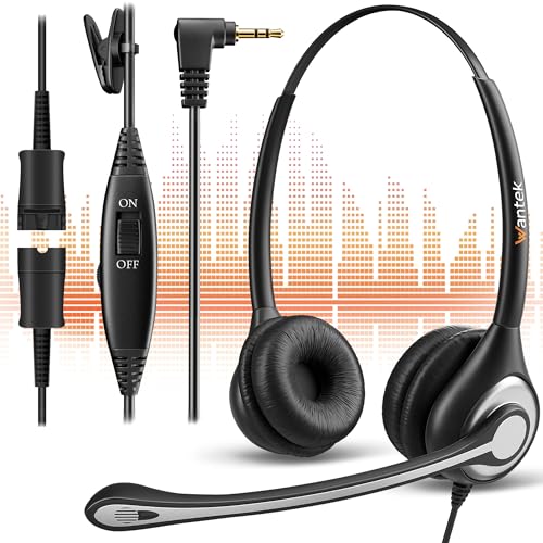 Wantek 602F Headsets mit Mikrofon 2.5mm Kopfhörer mit Quick-Disconnect Stecker für Telefon AT&T Ciscco Gigaset Grandstream LG Panasonic Polycom Uniden Vtech Zultys Wantek 602F Headsets mit Mikrofon 2.5mm Kopfhörer mit Quick-Disconnect Stecker für Telefon AT&T Ciscco Gigaset Grandstream LG Panasonic Polycom Uniden Vtech Zultys von Wantek