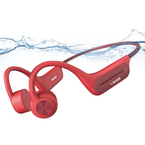 Wantek Knochenschall Kopfhörer Bluetooth 5.4, Open Ear Schwimmen Kopfhörer mit 32GB MP3 Speicher, Kabellose Sportkopfhörer IP68 Wasserdicht für Laufen, Radfahren, Training, Wandern und Schwimmen von Wantek