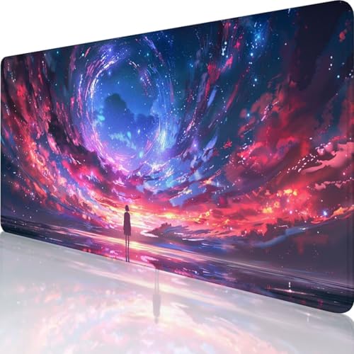 Farbe Mauspad XXL 700 x 300mm, Erweiterte Groß Mousepad Abstrakt, Wasserfest Schreibtischunterlage Vernähte Kanten Design, Mouse Pad mit rutschfeste Gummibasis für Pc Büro Deko, Männer Geschenke 8-9 von Wanziho