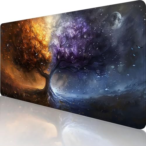 Lila Gaming Mauspad XXL 1000x500 mm Mousepad Baum des Lebens, Erweiterte Groß Mauspad Schreibtischunterlage mit Vernähte Kanten Design, WassXerdicht Anti-Rutsch für PC, Laptop Büro Deko Desk Mat l-0 von Wanziho