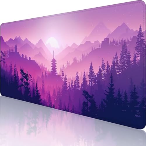 Lila Mauspad XXL 800 x 300mm, Erweiterte Groß Mousepad Landschaft, Wasserfest Schreibtischunterlage Vernähte Kanten Design, Mouse Pad mit rutschfeste Gummibasis für Pc Büro Deko, Geschenk Frau h-S von Wanziho