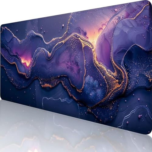 Lila Mauspad XXL 800x300 mm, Erweiterte Groß Mousepad Welligkeit, Wasserfest Schreibtischunterlage Vernähte Kanten Design, Mouse Pad mit rutschfeste Gummibasis für Pc Büro Deko, Männer Geschenke f-W von Wanziho