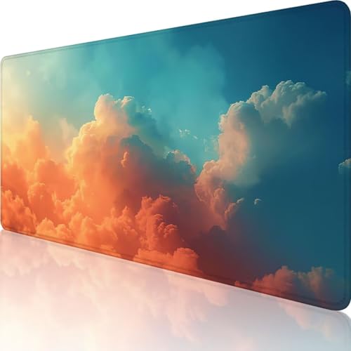 Rosa Mauspad XXL 700 x 300mm, Erweiterte Groß Mousepad Wolken, Wasserfest Schreibtischunterlage Vernähte Kanten Design, Mouse Pad mit rutschfeste Gummibasis für Pc Büro Deko, Geschenke für Frauen f-8 von Wanziho