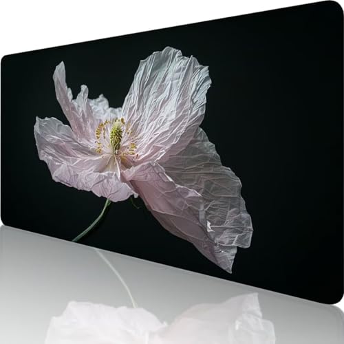 Schwarz Gaming Mauspad XXL 1000x500 mm Mousepad Blume, Erweiterte Groß Mauspad Schreibtischunterlage mit Vernähte Kanten Design, WassXerdicht Anti-Rutsch für Laptop Büro Desk Mat Deko Geschenke 3-6 von Wanziho