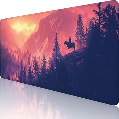 Schwarz Mauspad XXL 800 x 300, Erweiterte Groß Mousepad Berg, Wasserfest Schreibtischunterlage Vernähte Kanten Design, Mouse Pad mit rutschfeste Gummibasis für Pc Büro Deko, Geschenke für Frauen 5-Q von Wanziho