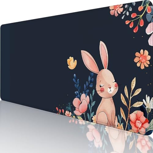 Schwarz Mauspad XXL 800 x 300, Erweiterte Groß Mousepad Blume, Wasserfest Schreibtischunterlage Vernähte Kanten Design, Mouse Pad mit rutschfeste Gummibasis für Pc Büro Deko, Geschenke für Frauen c-4 von Wanziho