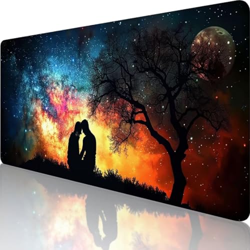 Schwarz Mauspad XXL 900x400 mm, Erweiterte Groß Mousepad Liebe, Wasserfest Schreibtischunterlage Vernähte Kanten Design, Mouse Pad mit Rutschfeste Gummibasis für Pc Büro Deko, Geschenke für männer f-4 von Wanziho