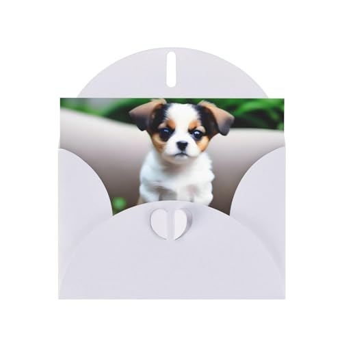 Grußkarte mit süßem braunem Hund, gemustert, Perlen, blanko, geeignet für Geburtstag, Hochzeit, Party, Einladung, mit weißem Umschlag von WapNo