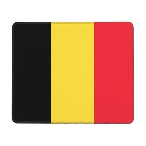 Mauspad, Motiv: Flagge von Belgien, quadratisch, für Büro, Laptop, Computer, Schreibtisch, kabellose Maus, rutschfeste Gummiunterseite, waschbar, 21,6 x 26,8 cm, Tastatur-Pad von WapNo