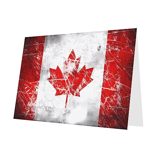 Grußkarte mit Retro-Kanada-Flagge, Perlen-Motiv, Liebesknopf-Umschlag, geeignet für Geburtstag, Urlaub, Party-Einladung, 10,2 x 15,2 cm, Grau von Wapno