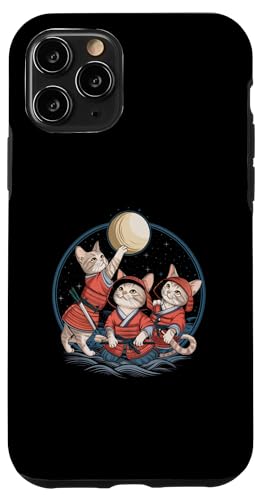 Hülle für iPhone 11 Pro 3 Japan Kawaii Cat Samurai 3 Samurai Cat Howling At Moon von Warrior Vintage Japanese Samurai Cat tshirt