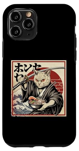 Hülle für iPhone 11 Pro Japan Kawaii Katze Samurai Essen Ramen Japanische Kunst Anime von Warrior Vintage Japanese Samurai Cat tshirt