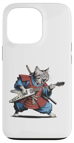 Hülle für iPhone 13 Pro Japan Kawaii Katze Samurai spielt Gitarre Rock Star Rock Roll von Warrior Vintage Japanese Samurai Cat tshirt