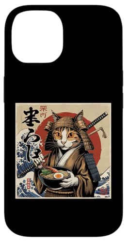 Hülle für iPhone 14 Japan Kawaii Katze Samurai Essen Ramen Japanische Kunst Anime von Warrior Vintage Japanese Samurai Cat tshirt