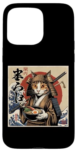 Hülle für iPhone 15 Pro Max Japan Kawaii Katze Samurai Essen Ramen Japanische Kunst Anime von Warrior Vintage Japanese Samurai Cat tshirt