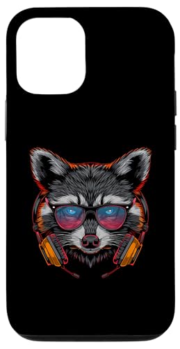 Hülle für iPhone 14 Raccoon DJ Kopfhörer von Waschbär DJ Kopfhörer Geschenk Kleidung