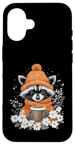 Waschbär Frauen Kaffee Deko Kinder Raccoon Mädchen Waschbär Hülle für iPhone 16 von Waschbär Damen Kleidung Herren Raccoon Kaffee Deko