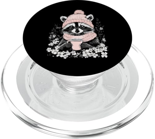 Waschbär Frauen Kaffee Deko Kinder Raccoon Mädchen Waschbär PopSockets PopGrip für MagSafe von Waschbär Damen Kleidung Herren Raccoon Kaffee Deko