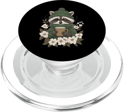 Waschbär Frauen Kaffee Deko Kinder Raccoon Mädchen Waschbär PopSockets PopGrip für MagSafe von Waschbär Damen Kleidung Herren Raccoon Kaffee Deko