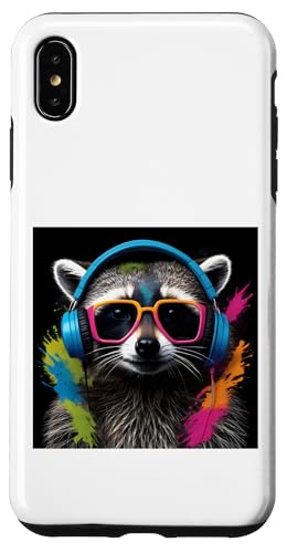 Hülle für iPhone XS Max Waschbär-Kopfhörer, Sonnenbrille, Musik, lebendige von Waschbär-Kopfhörer, Sonnenbrille, Musik, lebendige