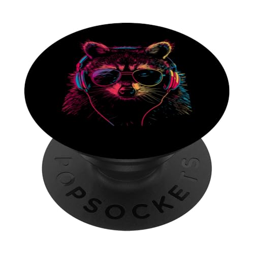 Raccoon Kopfhörer DJ PopSockets mit austauschbarem PopGrip von Waschbär-Kopfhörer DJ-Geschenk-Kleidung