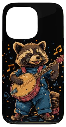 Hülle für iPhone 13 Pro Waschbär Spielt Banjo Gitarre Design Bluegrass Musik von Waschbär Tier mit Banjo Geschenk Fiddle Mandoline