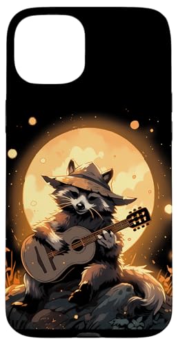 Hülle für iPhone 15 Plus Waschbär Spielt Banjo Gitarre Design Bluegrass Musik von Waschbär Tier mit Banjo Geschenk Fiddle Mandoline