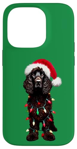 Hülle für iPhone 14 Pro Wasserspaniel Hund Weihnachtsmannmütze Weihnachtsbeleuchtung Besitzer Mama Papa von Water Spaniel Dog Christmas Products