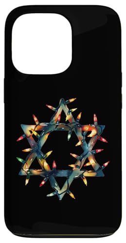 Hülle für iPhone 13 Pro Weihnachtsbeleuchtung jüdisches Symbol Davidstern Chanukka von Watercolor Judaism Symbol Chanukah Chrismukkah