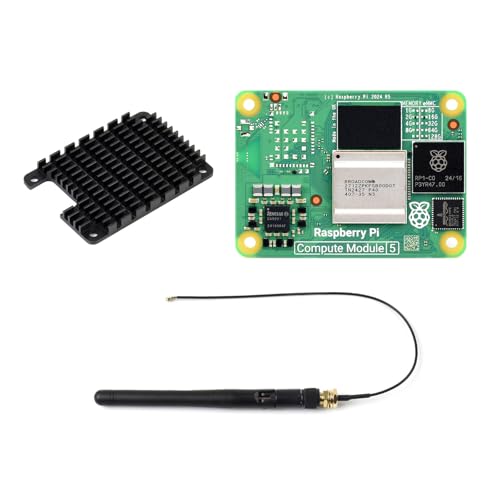 CM5 Waveshare Pi Compute Module 5，Comes with an Official Raspberry Pi CM5002016 (Without Wireless, 2GB RAM, 16GB eMMC Flash), an Antenna Kit and a HEATSINK. (3 Items) von Waveshare