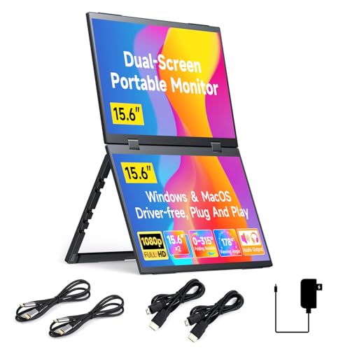 Waveshare 15.6inch Dual-Screen Stacked Portable Monitor Dual-1080p Foldable Extender Screen 100%SRGB 178° Viewing Angle With Gravity Sensor Hi-Fi Speaker Support Multi Display Modes for Windows/MacOS von Waveshare