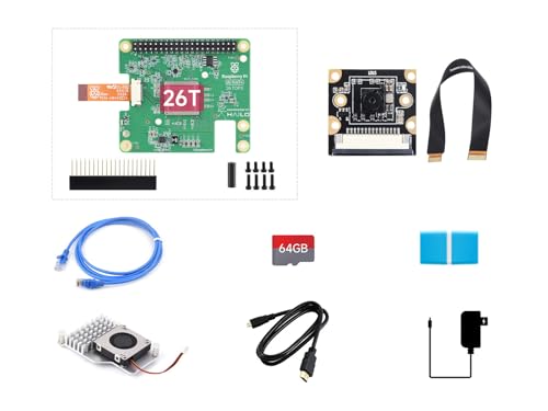 Waveshare AI Acce D Kit for Raspberry Pi 5, with 26 Tops Computing Power Official Raspberry Pi AI HAT+(26T), 8MP IMX219-77 Camera, 27W Power Supply, 64GB TF Card, HDMI to Micro HDMI Cable, Cooler,etc von Waveshare