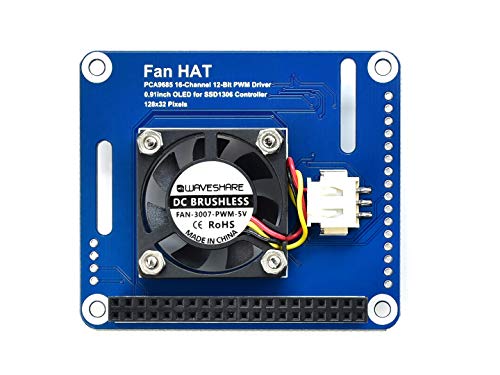 Waveshare PWM Controlled Fan Hat for Raspberry Pi with I2C Bus PCA9685 Driver Temperature Monitor von Waveshare