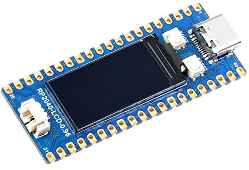 Waveshare RP2040 MCU Board mit Vorgelötetem Header, Integriertem 0.96 Zoll LCD Display und Raspberry Pi RP2040 Chip, Dual Core Arm Prozessor, Unterstützt MicroPython, C/C++ von Waveshare