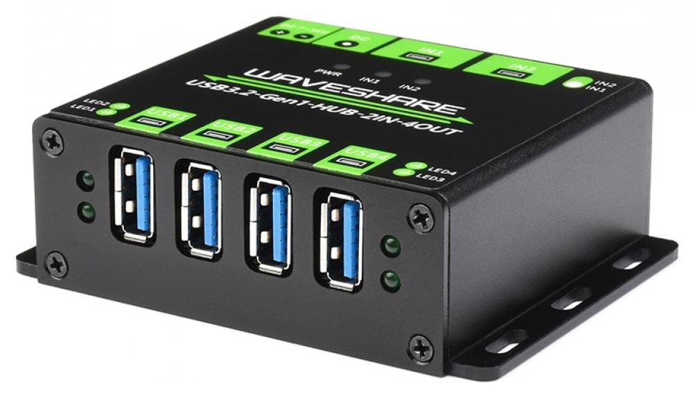 Waveshare Waveshare Industrieller USB 3.2 Hub: 4-Port Erweiterung, umschaltbare USB-Adapter von Waveshare