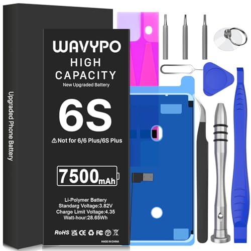 3200mAh Akku für iPhone 6S, Upgraded Wavypo Hohe Kapazität 0 Zyklus Akku Ersatz für iPhone 6S A1633 A1688 A1700 mit Full Replacement Tool Kit und Anleitung von Wavypo