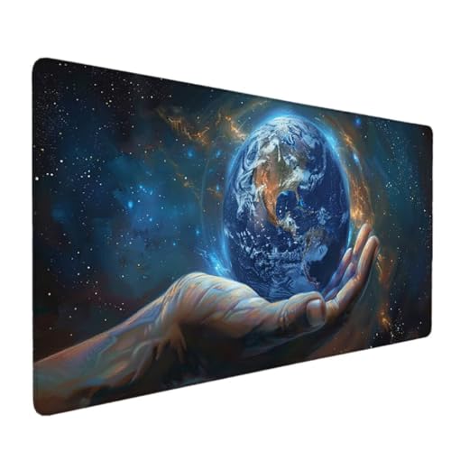 Gaming Mauspad XXL 1200x600x3mm, Mousepad XXL Schreibtischunterlage, Wasserdicht Rutschfest für Tastatur Computer PC Gamer Schreibtisch Unterlage, Ergonomisches Mauspad Groß Klein - (Blau, Erde) O-3 von Waxonle