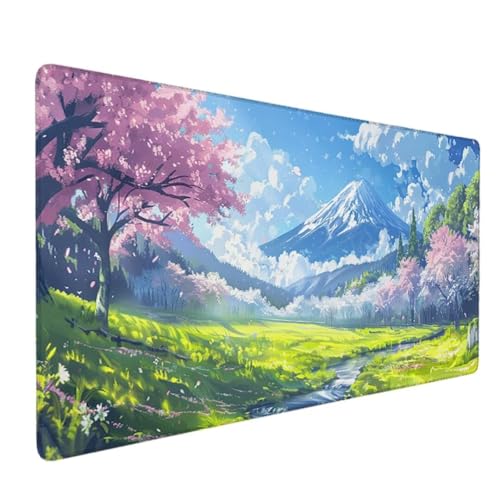 Gaming Mauspad XXL 600 x 300 Schreibtischunterlage, Mousepad Groß Vernähte Kanten WassXerdicht Anti-Rutsch für PC, MacBook,Laptop Verbessert Präzision und GeschwindigkeiX - (GrüN, Landschaft) 9-9 von Waxonle