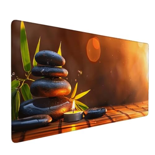 Mauspad XXL, Gaming Mauspad XXL 1000x500x3mm Schreibtischunterlage, Mousepad Large Size Verbessert Präzision und Geschwindigkeit Gummiunterseite, WassXerdicht Anti-Rutsch Mauspad (Schwarz, Stein) E-3 von Waxonle