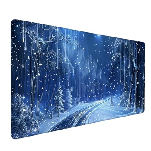 Mauspad XXL – 800 x 400 x 3mm Gaming Mousepad – rutschfest und Wasserdicht – Vernähte Kanten Mouse Pad Verbessert Geschwindigkeit, Mausmatte für PC, Büro, Laptop, Computer – (Winter, Schnee) K-J von Waxonle