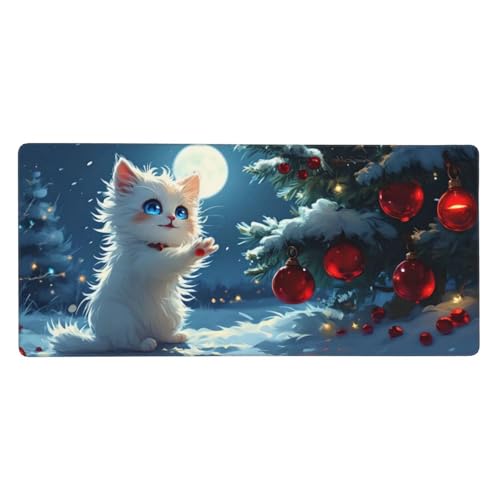 Mauspad XXL 1000x500x3mm, Mousepad Weihnachtsbaum Schreibtischunterlage Weiß Mauspad Gaming, Spezielle Oberfläche Verbessert Präzision und Geschwindigkeit, Mausmatte für, Büro, Laptop, Computer t-189 von Wcusmmog