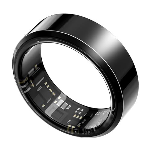 Smart Ring, Fitness Ring Tracker Gesundheit Tracker Smart Ring, IP68 wasserdicht, Schrittzähler, Kalorienzähler, Herzfrequenz- und Schlafüberwachung für Männer und Fraue (57mm, Schwarz, 8) von We make hope