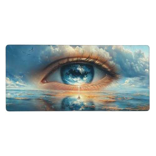 Gaming Mauspad, Auge Mousepad XXL 1200x600x3mm Mousepad Gaming Ozean, Schreibtischunterlage Mit Kantenschutz, Wasserabweisend Maus Pad Gaming Zubehör Verbessert Präzision und Geschwindigkei-z1075 von Weaejoan