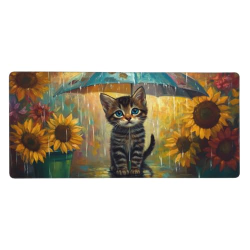 Gaming Mauspad, Blume Mousepad XXL 800x300x3mm Mousepad Gaming Tier, Schreibtischunterlage Mit Kantenschutz, Wasserabweisend Maus Pad Gaming Zubehör Verbessert Präzision und Geschwindigkei-z477 von Weaejoan