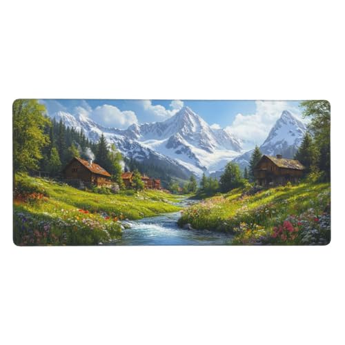 Gaming Mauspad, Grün Mousepad XXL 1200x600x3mm Mousepad Gaming Landschaft, Schreibtischunterlage Mit Kantenschutz, Wasserabweisend Maus Pad Gaming Zubehör Verbessert Präzision und Geschwindigkei-z655 von Weaejoan