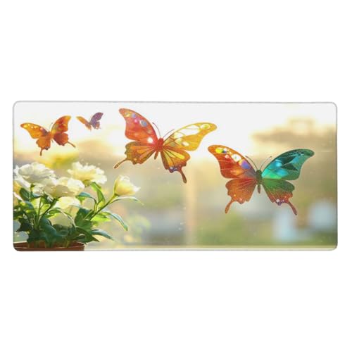 Gaming Mauspad, Schmetterling Mousepad XXL 1200x600x3mm Mousepad Gaming Farbe, Schreibtischunterlage Mit Kantenschutz, Wasserabweisend Maus Pad Gaming Verbessert Präzision und Geschwindigkei-z497 von Weaejoan